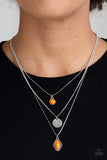 Tide Drifter - Orange Necklace - Paparazzi Accessories Necklace Bedazzle Me Pretty Mobile Fashion Boutique