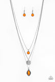 Tide Drifter - Orange Necklace - Paparazzi Accessories Necklace Bedazzle Me Pretty Mobile Fashion Boutique