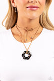 Tied Triumph - Black Necklace - Paparazzi Accessories Necklace Bedazzle Me Pretty Mobile Fashion Boutique