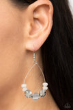 Tigris Treasure - White Earrings - Paparazzi Accessories Earrings Bedazzle Me Pretty Mobile Fashion Boutique