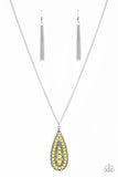 Tiki Tease - Yellow Necklace - Paparazzi Accessories Necklace Bedazzle Me Pretty Mobile Fashion Boutique
