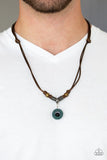 Tiki Thunder - Green Mens Necklace - Paparazzi Accessories Mens Necklace Bedazzle Me Pretty Mobile Fashion Boutique