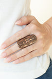 Tiki Trail - Copper Ring - Paparazzi Accessories Ring Bedazzle Me Pretty Mobile Fashion Boutique