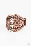 Tiki Tribe - Copper Ring - Paparazzi Accessories Ring Bedazzle Me Pretty Mobile Fashion Boutique