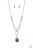 Time To Hit The ROAM - Brass Necklace - Paparazzi Accessories Necklace Bedazzle Me Pretty Mobile Fashion Boutique