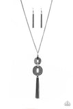 Timelessly Tasseled - Black Necklace - Paparazzi Accessories Necklace Bedazzle Me Pretty Mobile Fashion Boutique