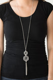 Timelessly Tasseled - Silver Necklace - Paparazzi Accessories Necklace Bedazzle Me Pretty Mobile Fashion Boutique