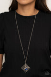 Timelessly Tilted - Blue Necklace - Paparazzi Accessories Necklace Bedazzle Me Pretty Mobile Fashion Boutique