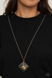 Timelessly Tilted - Yellow Necklace - Paparazzi Accessories Necklace Bedazzle Me Pretty Mobile Fashion Boutique