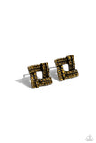 Times Square Scandalous - Brass Post Earrings - Paparazzi Accessories Post Earrings Bedazzle Me Pretty Mobile Fashion Boutique