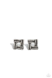Times Square Scandalous - White Post Earrings - Paparazzi Accessories Post Earrings Bedazzle Me Pretty Mobile Fashion Boutique