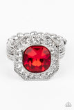 Title Match - Red Ring - Paparazzi Accessories Ring Bedazzle Me Pretty Mobile Fashion Boutique