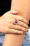 Title Match - Red Ring - Paparazzi Accessories Ring Bedazzle Me Pretty Mobile Fashion Boutique