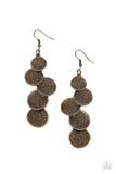 Token Gesture - Brass Earrings - Paparazzi Accessories Earrings Bedazzle Me Pretty Mobile Fashion Boutique