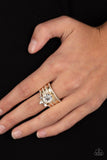 Top Dollar Bling - Gold Ring - Paparazzi Accessories Ring Bedazzle Me Pretty Mobile Fashion Boutique