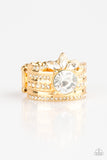 Top Dollar Bling - Gold Ring - Paparazzi Accessories Ring Bedazzle Me Pretty Mobile Fashion Boutique