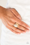 Top Dollar Bling - Gold Ring - Paparazzi Accessories Ring Bedazzle Me Pretty Mobile Fashion Boutique