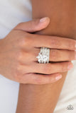 Top Dollar Bling - White Ring - Paparazzi Accessories Ring Bedazzle Me Pretty Mobile Fashion Boutique