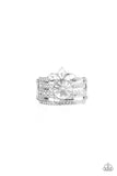 Top Dollar Bling - White Ring - Paparazzi Accessories Ring Bedazzle Me Pretty Mobile Fashion Boutique