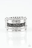 Top Dollar Drama - Black Ring - Paparazzi Accessories Ring Bedazzle Me Pretty Mobile Fashion Boutique