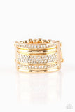 Top Dollar Drama - Gold Ring - Paparazzi Accessories Ring Bedazzle Me Pretty Mobile Fashion Boutique