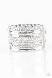 Top Dollar Drama - White Ring - Paparazzi Accessories Ring Bedazzle Me Pretty Mobile Fashion Boutique