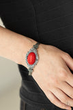 Top-Notch Drama - Red Bracelet - Paparazzi Accessories Bracelet Bedazzle Me Pretty Mobile Fashion Boutique