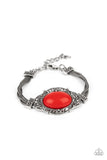 Top-Notch Drama - Red Bracelet - Paparazzi Accessories Bracelet Bedazzle Me Pretty Mobile Fashion Boutique