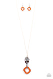 Top Of The WOOD Chain - Orange Necklace - Paparazzi Accessories Necklace Bedazzle Me Pretty Mobile Fashion Boutique