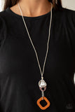 Top Of The WOOD Chain - Orange Necklace - Paparazzi Accessories Necklace Bedazzle Me Pretty Mobile Fashion Boutique