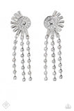 Torrential Twinkle - White Post Earrings - Paparazzi Accessories Post Earrings Bedazzle Me Pretty Mobile Fashion Boutique