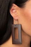 Totally Framed - Brown Earrings - Paparazzi Accessories Earrings Bedazzle Me Pretty Mobile Fashion Boutique