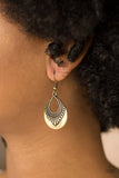 Totally Terrestrial - Brass Earrings - Paparazzi Accessories Earrings Bedazzle Me Pretty Mobile Fashion Boutique