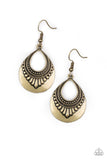 Totally Terrestrial - Brass Earrings - Paparazzi Accessories Earrings Bedazzle Me Pretty Mobile Fashion Boutique