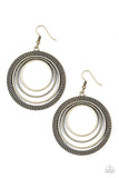 Totally Textured - Brass Earrings - Paparazzi Accessories Earrings Bedazzle Me Pretty Mobile Fashion Boutique