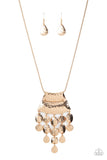 Totem Trek - Gold Necklace - Paparazzi Accessories Necklace Bedazzle Me Pretty Mobile Fashion Boutique