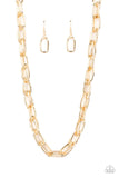 Tough Call - Gold Necklace - Paparazzi Accessories Necklace Bedazzle Me Pretty Mobile Fashion Boutique