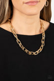 Tough Call - Gold Necklace - Paparazzi Accessories Necklace Bedazzle Me Pretty Mobile Fashion Boutique