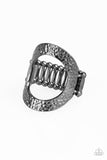 Tour de Contour - Black Ring - Paparazzi Accessories Ring Bedazzle Me Pretty Mobile Fashion Boutique