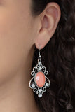 Tour de Fairytale - Orange Earrings - Paparazzi Accessories Earrings Bedazzle Me Pretty Mobile Fashion Boutique