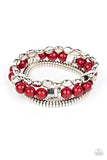 Tour de Tourist - Red Bracelet - Paparazzi Accessories Bracelet Bedazzle Me Pretty Mobile Fashion Boutique