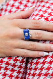 Tourist Timestamp - Blue Ring - Paparazzi Accessories Ring Bedazzle Me Pretty Mobile Fashion Boutique