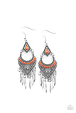 Trailblazer Beam - Orange Earrings - Paparazzi Accessories Earrings Bedazzle Me Pretty Mobile Fashion Boutique