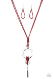 Tranquil Artisan - Red Necklace - Paparazzi Accessories Necklace Bedazzle Me Pretty Mobile Fashion Boutique