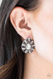 Treasure Retreat - White Post Earrings - Paparazzi Accessories Earrings Bedazzle Me Pretty Mobile Fashion Boutique
