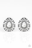 Treasure Retreat - White Post Earrings - Paparazzi Accessories Earrings Bedazzle Me Pretty Mobile Fashion Boutique