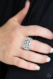 Treasure Trove Tribute - White Ring - Paparazzi Accessories Ring Bedazzle Me Pretty Mobile Fashion Boutique