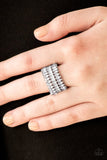 Treasury Fund - White Ring - Paparazzi Accessories Ring Bedazzle Me Pretty Mobile Fashion Boutique