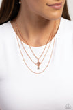 Trendy Twinkle - Copper Necklace - Paparazzi Accessories Necklace Bedazzle Me Pretty Mobile Fashion Boutique