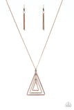 TRI Harder - Copper Necklace - Paparazzi Accessories Necklace Bedazzle Me Pretty Mobile Fashion Boutique